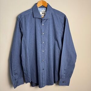 Joseph Abboud Men's Long Sleeve Textured Non-Iron Button‎ Up Shirt Blue X-Large